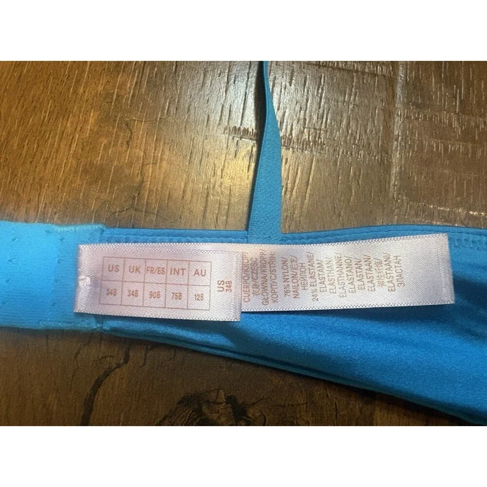 SAVAGE FENTY Savage Not Sorry Microfiber and Lace Half Cup Bra BLUE 34B